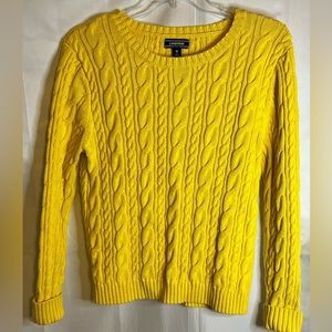 Lands End Cable Crew Neck Yellow Sweater. XL.